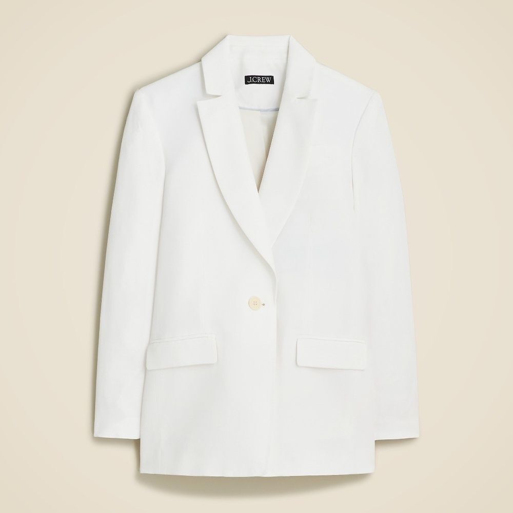 J. Crew White Tuxedo Blazer in Drapey Viscose